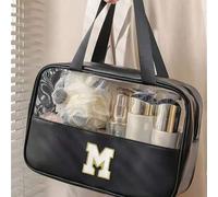 1 Stück transparente Buchstaben Kulturtasche, modische neue quadratische einfarbige Kosmetiktasche mit bestickten Buchstaben, Sommer Reise, Urlaub Zuh