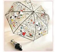 1 Stück transparenter Klappregenschirm im Cartoon-Stil, süßer transparenter Regenschirm mit Snoopy-Cartoon-Muster, leichter, kompakter und tragbarer R