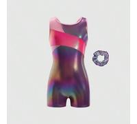 1 Stück Tween Mädchen Sportlich Lässig Elegant Exquisit Slim Fit Bequem Gestrickt Rosa & Lila Farbverlauf Glänzend Ärmellos Jumpshorts Geeignet für We