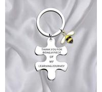 1 Stück Unisex "Danke, dass du da bist" Puzzle Design Edelstahl Schlüsselanhänger, süßer Bienen Anhänger Anhänger, Geschenk zum Erntedankfest, Taschen