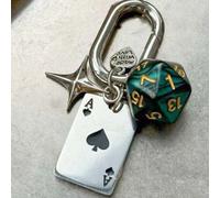 1 Stück unisex kreative Cartoon Würfel Schlüsselanhänger, Metall Spielkarten Anhänger, modischer Taschenanhänger Kreuz