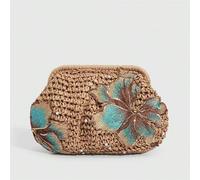 1 Stück Urlaubsstil Pailletten Blume Verschluss Dumpling Tasche, eine tropische Strandkupplung, Frühling Sommer Strohtasche, eine modische Kette Umhän