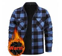 1 Stück Weihnachtsgeschenk Herren Flanell Warm Hemd, Lässiges kariertes Langarm Thermofutter Hemd mit Taschen für Herbst/Winter