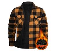 1 Stück Weihnachtsgeschenk Herren Flanell Warm Hemd, Lässiges kariertes Langarm Thermofutter Hemd mit Taschen für Herbst/Winter