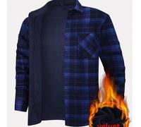 1 Stück Weihnachtsgeschenk Herren Flanell Warm Hemd, Lässiges kariertes Langarm Thermofutter Hemd mit Taschen für Herbst/Winter