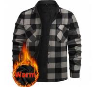 1 Stück Weihnachtsgeschenk Herren Flanell Warm Hemd, Lässiges kariertes Langarm Thermofutter Hemd mit Taschen für Herbst/Winter