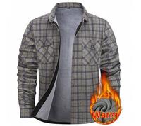 1 Stück Weihnachtsgeschenk Herren Flanell Warm Hemd, Lässiges kariertes Slim Fit Langarm Verdicktes Hemd mit Taschen für Herbst/Winter