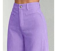 1 Stück Yaxuan einfarbige, hochgeschnittene, weite Bundfaltenhose aus Polyester, mit Knopftaschen und Reißverschluss, geeignet für Frühling, Sommer, H