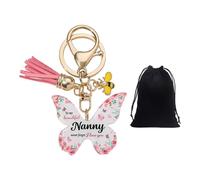 1 -Teilige Schmetterlingsschlüsselkette Und 1 Stück Samtbeutel, Großmuttergeschenk, Acrylschlüsselkette, Kreativer Dekorativer Anhänger.