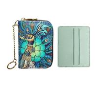 1-Teiliges Portemonnaie, 1-Teiliger Kartenhalter, Mini-Geldbörse, Portemonnaie Mit Mehreren Kartenfächern, Modische Damen-Kartenhaltertasche, Schlüsselanhänger-Geldbörse, Pfauen-Geldbörse