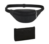 1 textur Gürteltasche mit 1 Mini-Geldbörse, Umhängetasche aus PU-Leder, Outdoor-Sport-Gürteltasche, wasserdichte Unisex-Tasche, geeignet zum Pendeln, Einkaufen, Reisen, Sport (schwarz)