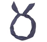 1 x Damen-Stirnband mit Schleife, kariert, gepunktet, Marineblau