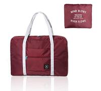 1 x Faltbare Reisetasche, Bordeaux, eine Aufbewahrungstasche für Gepäck, EIN Sportgepäck, eine leichte und langlebige Sporttasche für Reisen, Camping, rot, reisegepäck