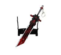 1 x Genshin Impact Schlüsselanhänger aus Metall, Cartoon-Schlüsselanhänger, Diluc Wolf's Gravestone Wolfish Tracker (mit Ständer), rot, Einheitsgröße