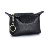 1 x kleine Münzgeldbörse, Leder-Münzgeldbörse mit Schlüsselanhänger, Münzbörse für Mädchen und Frauen, Schwarz, Münzgeldbörse