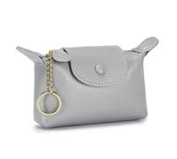 1 x kleine Münzgeldbörse, Leder-Münzgeldbörse mit Schlüsselanhänger, Münzbörse für Mädchen und Frauen, Cremeweiß, Münzgeldbörse