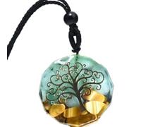 1 x runder Metatron Cube Unisex Olivine Cosmic Energy Center Zeichen Blume des Lebens Heilige Geometrie Orgon Anhänger Halskette (Größe: Stil 5-grün)