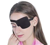 1 x schwarze Augenklappe für Erwachsene und Kinder, Strabismischer Amblyopieschutz, Augenmaske, verstellbarer Schlaf-Augenschutz, Piraten-Requisiten (links)