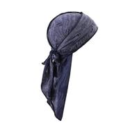 1 x Vintage-Stirnband aus perforierter Baumwolle mit langem Hip-Hop-Schal für Herren und Damen (Marineblau)