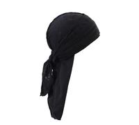 1 x Vintage-Stirnband aus perforierter Baumwolle mit langem Hip-Hop-Schal für Herren und Damen (schwarz)