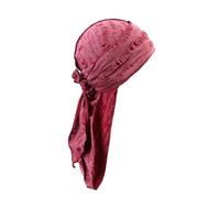 1 x Vintage-Stirnband aus perforierter Baumwolle mit langem Hip-Hop-Schal für Herren und Damen (weinrot)