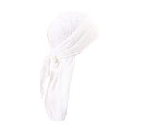 1 x Vintage-Stirnband aus perforierter Baumwolle mit langem Hip-Hop-Schal für Herren und Damen, weiß