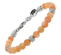 10:10 Armband für Damen und Herren, natürliche Sonnensteine, 6 mm, Edelstahl, verstellbare Größe, hergestellt in Italien, Regolabile, Edelstahl, Stein der Sonne