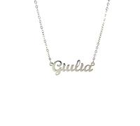 10:10 Damen-Halskette mit Namen, personalisierbar, aus hypoallergenem Edelstahl, Damenschmuck mit Name, poliert, dünne Kette, verstellbar, hergestellt in Italien, Regolabile, Edelstahl, Kein Edelstein