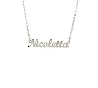 10:10 Damen-Halskette mit Namen, personalisierbar, aus hypoallergenem Edelstahl, Damenschmuck mit Name, poliert, dünne Kette, verstellbar, hergestellt in Italien, Regolabile, Edelstahl, Kein Edelstein