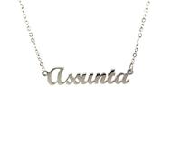 10:10 Damen-Halskette mit Namen, personalisierbar, aus hypoallergenem Edelstahl, Damenschmuck mit Name, poliert, dünne Kette, verstellbar, hergestellt in Italien, Regolabile, Edelstahl, Kein Edelstein