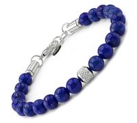 10:10 Herren-Armband mit Natursteinen, 8 mm, verstellbar, robust und bequem, hergestellt in Italien, Einstellbar, Edelstahl, Lapis Lazulo