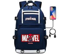 (10) 18 Zoll Super Hero Spider Man USB-Laptop-Rucksack - Jugend-Studentenrucksack für Männer und Frauen