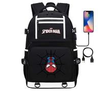 (10) 18 Zoll Super Hero Spider Man USB-Laptop-Rucksack - Jugend-Studentenrucksack für Männer und Frauen