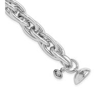 10,6 mm 925 Sterling Silber rhodiniertes Gliederarmband 19,1 cm Gliederarmband für Damen