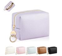 10*8*5cm Kosmetiktasche Mini Make up Tasche Kleine für Damen Schminktasche Mädchen Reise Kosmetikzubehör-Organizer PU geprägtes Mini-Kulturbeutel Tragbare Multifunktional Geldbeutel(Prägung-Lilac)