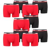 10 er Pack Levis Boxer Brief Boxershorts Men Herren Unterhose Pant Unterwäsche, Farbe:786 - Red/Black, Bekleidungsgröße:XXL