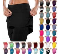 10 Euro Artikel Damen Sport Leggings Damen Mit Rock 2 In 1 Tennisrock Golf Skort Mit Hose Sportskort Laufskort Capris Gym 3/4 Yoga Pants Sport Lauf Fitness Workout Skort Caprihose Angebote des Tages