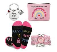 10. Geburtstag Geschenk Mädchen - Sweet 10 Geschenk Set für 10-Jährige Teenager & Schwester - Kosmetiktasche, Socken, Schweißband & Schlüsselanhänger (10th)