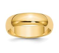 10 Karat Gelbgold, massiv, poliert, 6 mm, halbrund, Bandring für Damen und Herren, US 12.5 | EU 68.75 | DE 21.75 | JP 26 | UK Z, Gold Metall Gelbgold, Kein Edelstein