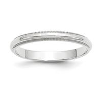 10 Karat Weißgold, massiv, poliert, 3 mm, Milgrain, halbrund, Bandring für Damen und Herren, US 10 | EU 62.5 | DE 20 | JP 20 | UK T 1/2, Gold Metall Weißgold, Kein Edelstein