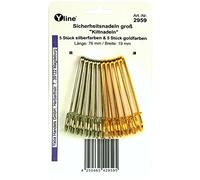 10 Kiltnadeln 76 mm, gold- & silberfarben, Maxi Sicherheitsnadeln groß, Kilt Nadel Nadeln, 2959