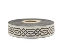 10 Meter 20 mm braunes und hellbeiges Jacquard-Band, gewebt, keltischer Knoten, Rollen, Band, bestickt, Handwerk, Kleidung, Kurzwaren, Basteln, Dekoration, mittelalterliche Nähte, 20272-V8