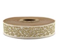 10 Meter 20 mm gelbes und beiges Jacquard-Band, gewebt mit Blättermotiv, Rollen, Borte, besticktes Stoffband, Handwerk, Kleidung, Kurzwaren, kreatives Basteln, Dekoration, mittelalterliche Näharbeiten