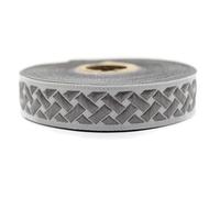 10 Meter 20 mm grau und hellgrau Jacquard-Band gewebt mit keltischem Knotenmuster, Rollen, Borte, bestickt, Handwerk, Kleidung, Kurzwaren, Basteln, Dekoration, mittelalterliche Nähte, 20274-V4