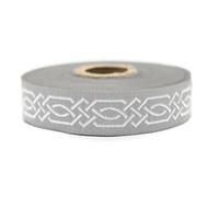 10 Meter 20 mm grau und weiß Jacquard-Band gewebt mit keltischem Knotenmuster, Rollen, Borte, bestickt, Handwerk, Kleidung, Kurzwaren, Basteln, Dekoration, mittelalterliches Nähen, 20272-V3
