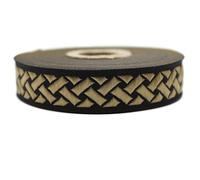 10 Meter 20 mm Schwarz und Gold Jacquard-Band gewebt mit keltischem Knotenmuster, Rollen, Borte, bestickt, Handwerk, Kleidung, Kurzwaren, Basteln, Dekoration, mittelalterliches Nähen, 20274-V10