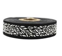 10 Meter 20 mm schwarz und weiß Jacquard-Band gewebt mit Blattmotiv Rollen Borte bestickt Handwerk Kleidung Kurzwaren Hobby Kreativ Dekoration Mittelalter 20270-V9