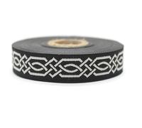 10 Meter 20 mm schwarz und weiß Jacquard-Band gewebt mit keltischem Knotenmuster, Rollen, Borte, bestickt, Handwerk, Kleidung, Kurzwaren, Basteln, Dekoration, mittelalterliches Nähen, 20272-V9