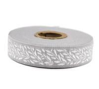 10 Meter 20 mm weiß und grau Jacquard-Band gewebt mit Blattmotiv Rollen Borte bestickt Handwerk Kleidung Kurzwaren Hobby Kreativ Dekoration Mittelalter 20270-V3