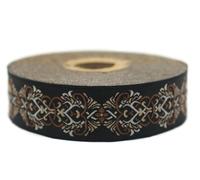 10 Meter, 25 mm, Braun und Dunkelcreme, Jacquard, gewebt, mit skandinavischem Muster, Rollen, Borte, bestickt, Handwerk, Kleidung, Kurzwaren, Basteln, Dekoration, mittelalterliches Nähen 25976-V2